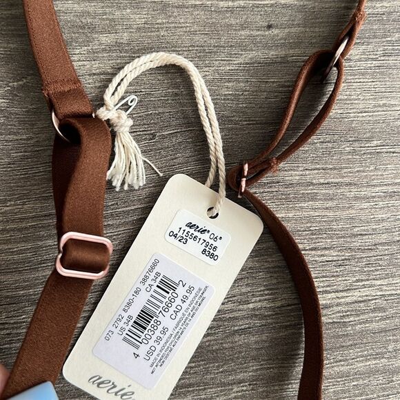 SMOOTHEZ by Aerie Balconette Mesh Bra Size 34B Universe Brown Underwire Sheer - Picture 6 of 7